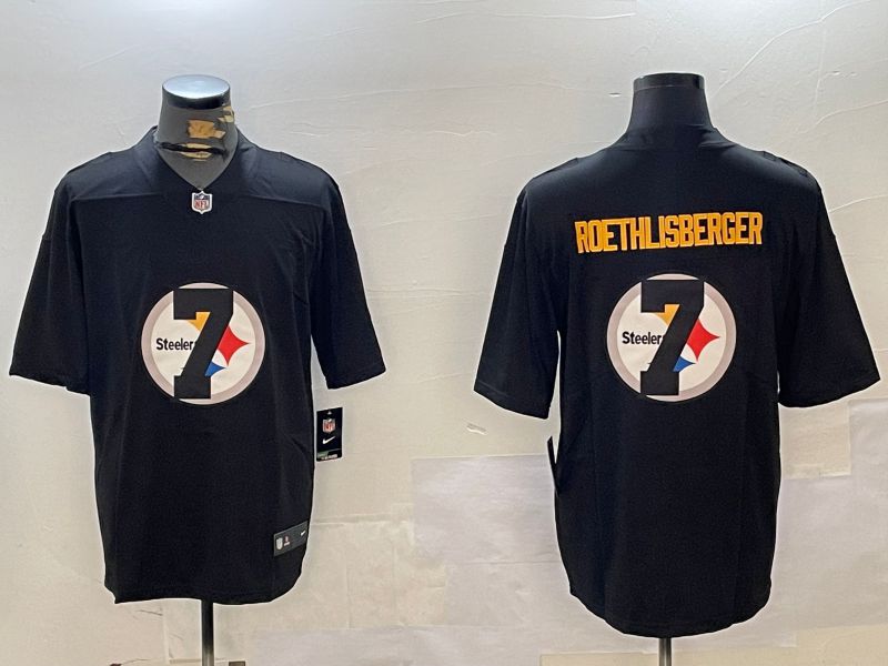 Men Pittsburgh Steelers #7 Roethlisberger Black Fashion 2024 Nike Limited NFL Jersey style 3->cincinnati bengals->NFL Jersey